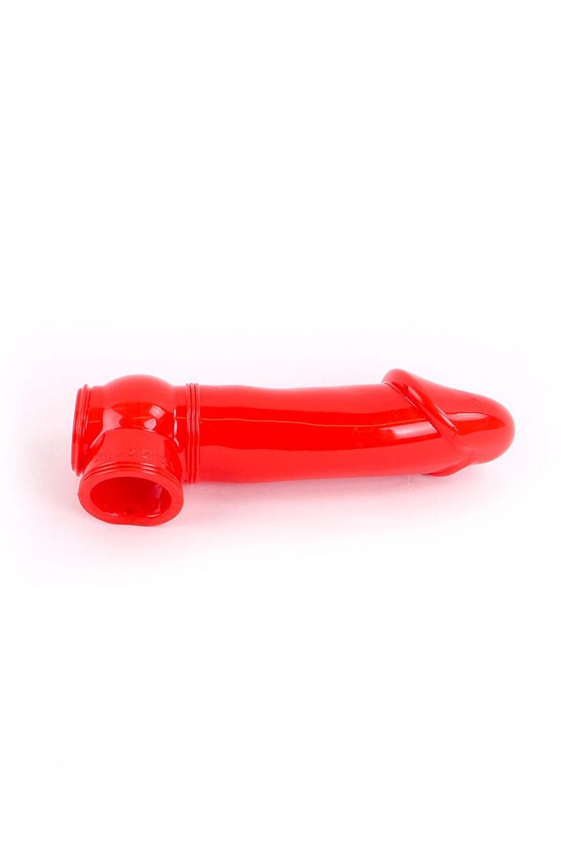 Gaine à pénis semi-réaliste en TPR rouge extensible et flexible - Zizi