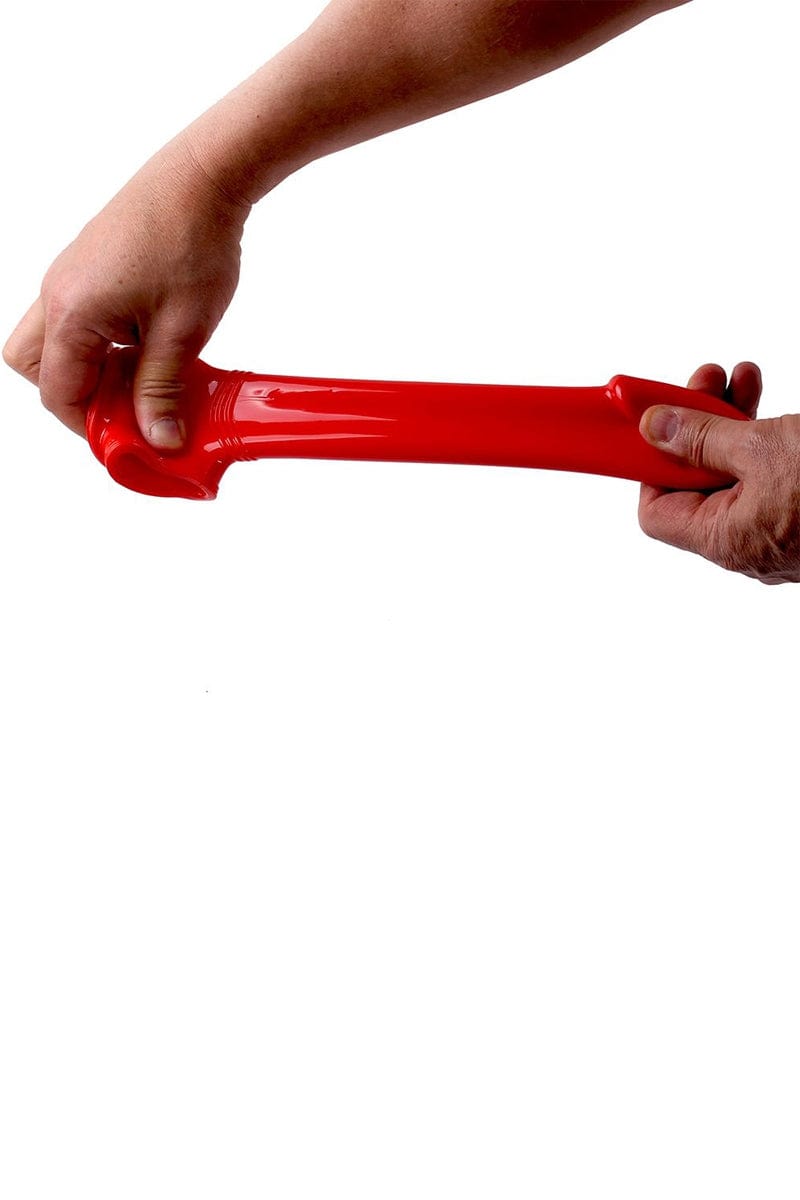Gaine à pénis semi-réaliste en TPR rouge extensible et flexible - Zizi