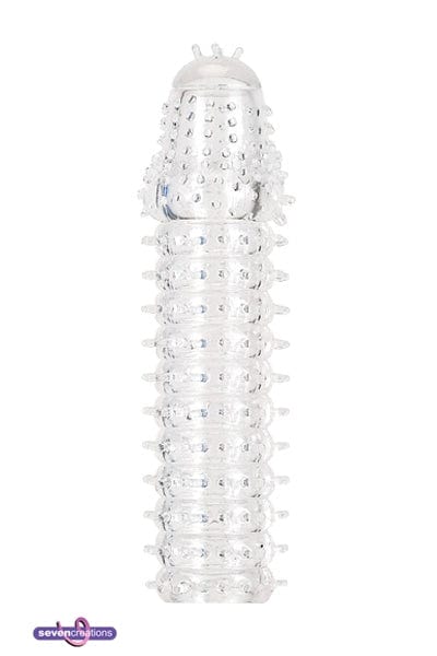 Gaine à pénis stimulante en silicone extensible transparent - Seven Création