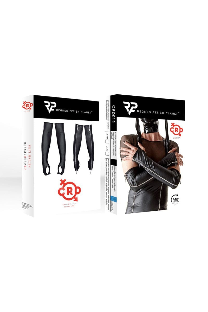 Gants longs wetlook avec fermetures éclair pour travesti - Regnes