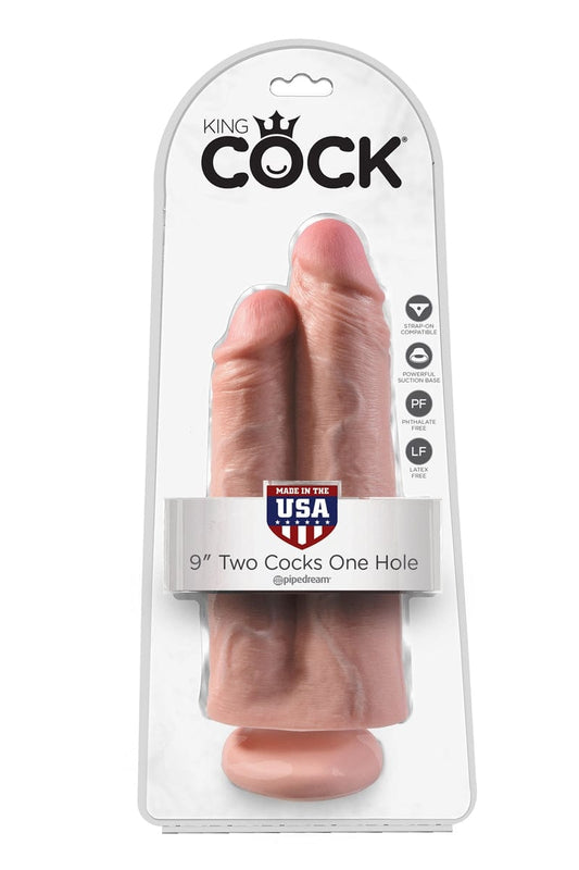 Gode avec 2 pénis 22,9 x 9,4 cm double pénétration XXL - Kingcock