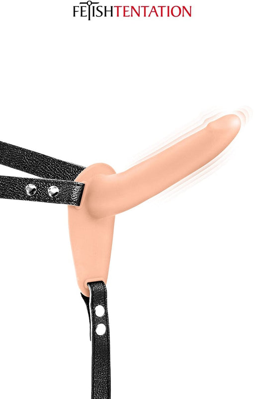 Gode ceinture 10 modes vibrant rechargeable couleur chair 15,5cm - Fetish Tentation