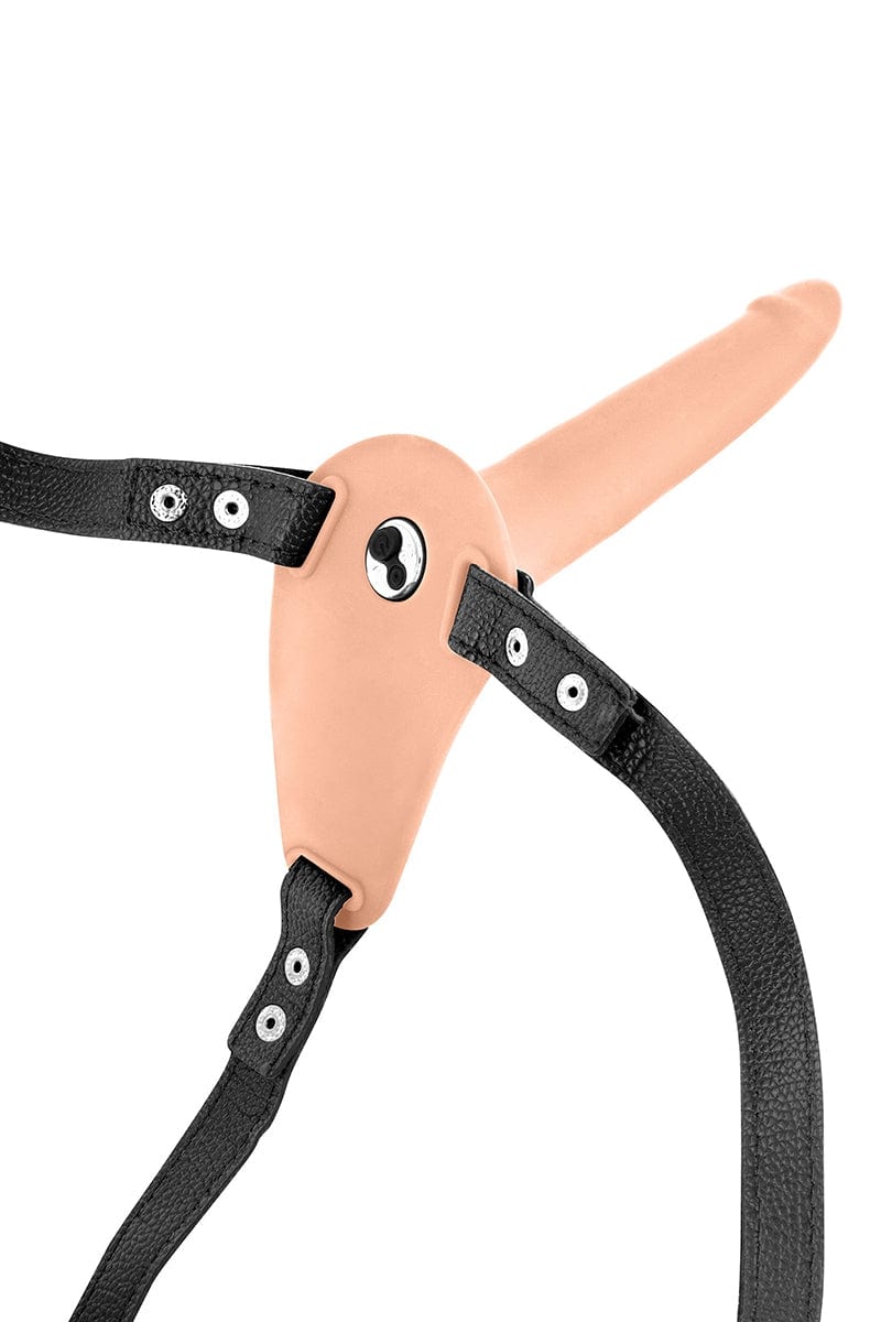 Gode ceinture 10 modes vibrant rechargeable couleur chair 15,5cm - Fetish Tentation