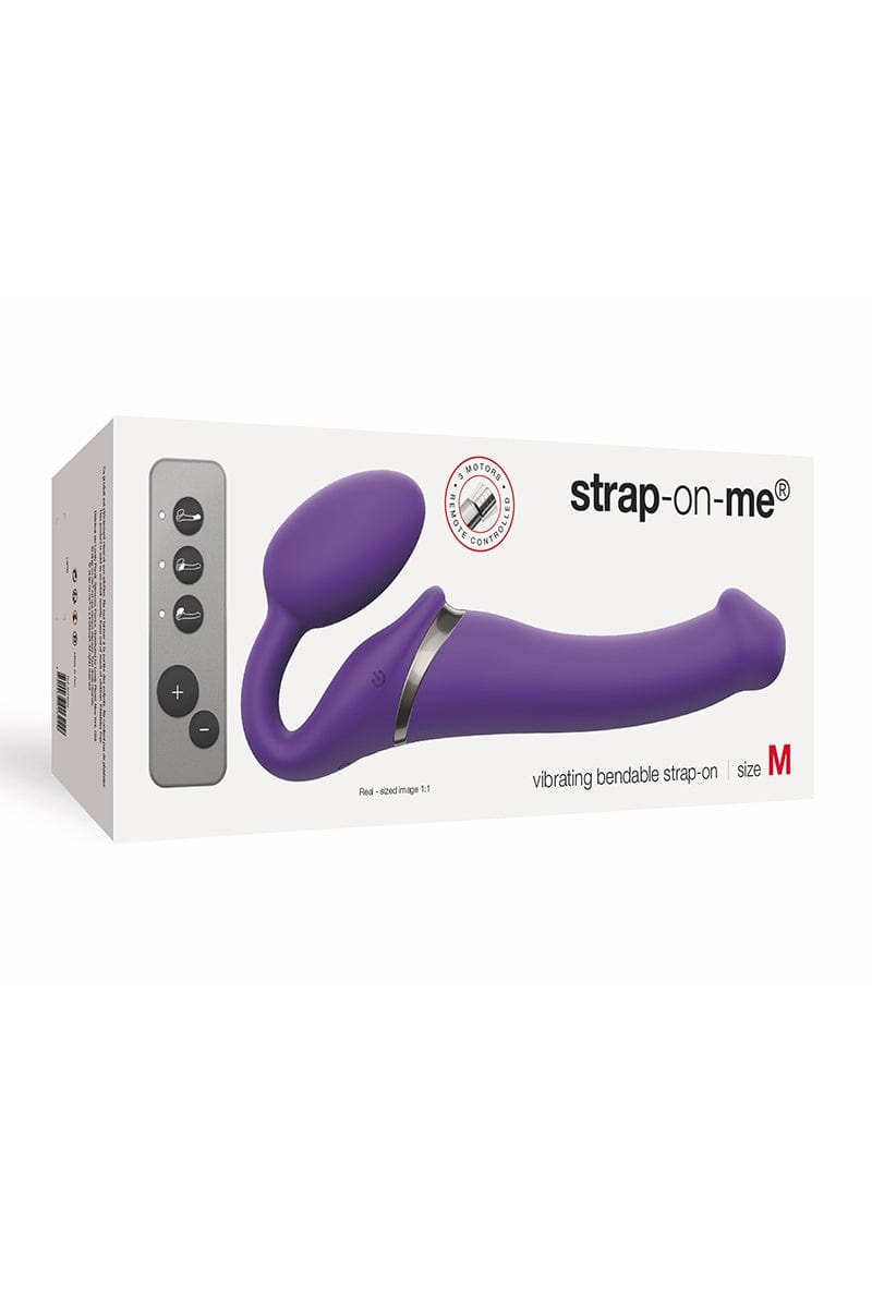 Gode ceinture anatomique vibrant double stimulation violet M - Strap-on-me