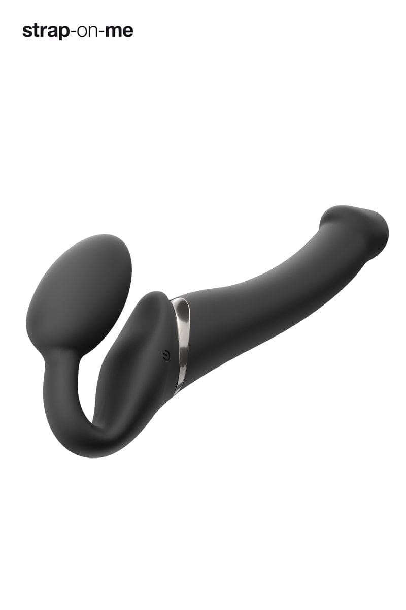 Gode ceinture anatomique vibrant noir M 24,5cm + télécommande - Strap-on-me