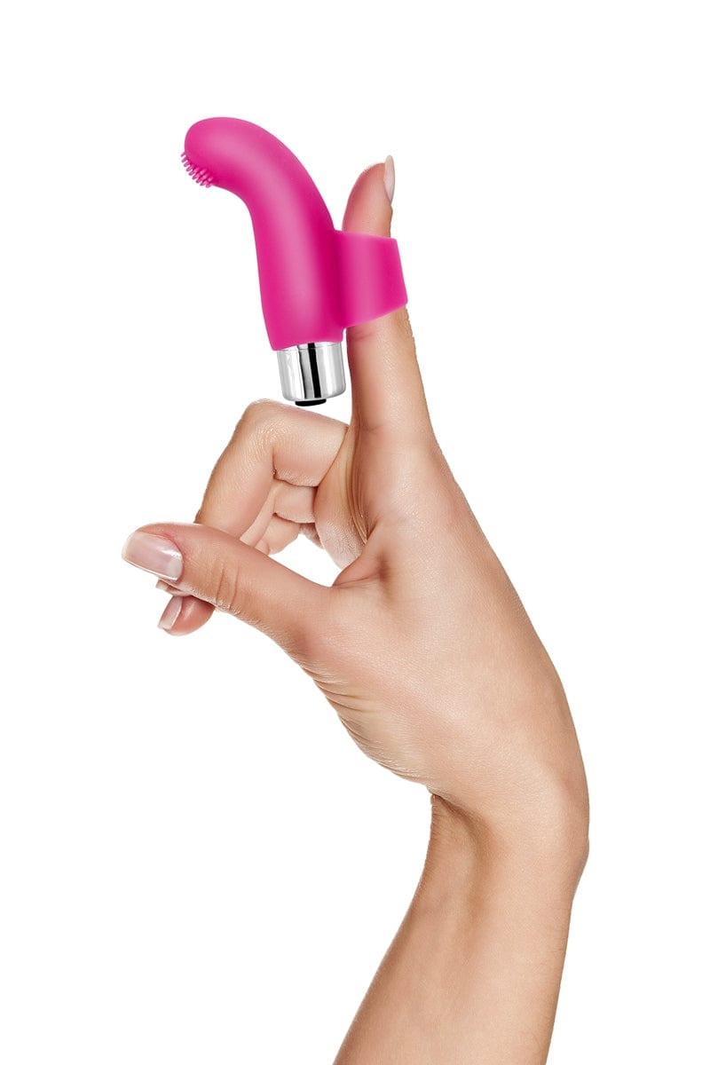 Gode doigt chinois 10 modes vibrant en silicone rose Heart 9cm - Yoba