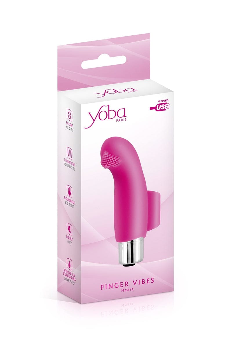 Gode doigt chinois 10 modes vibrant en silicone rose Heart 9cm - Yoba
