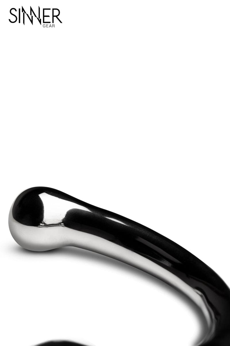 Gode en métal incurvé stimulation anale et vaginale The Curvey 20cm - Sinner Gear