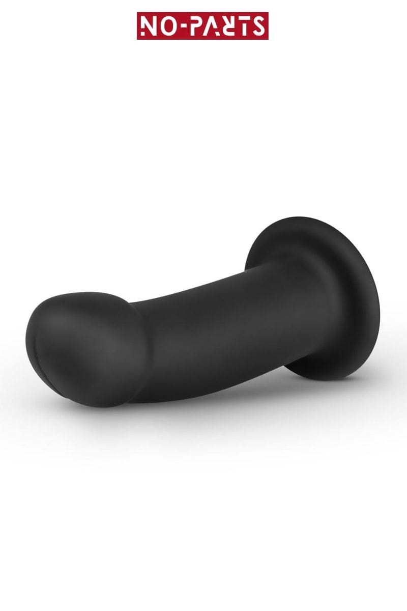 Gode incurvé avec ventouse semi-réaliste en silicone noir lisse Charlie 14,5 cm - No-Parts