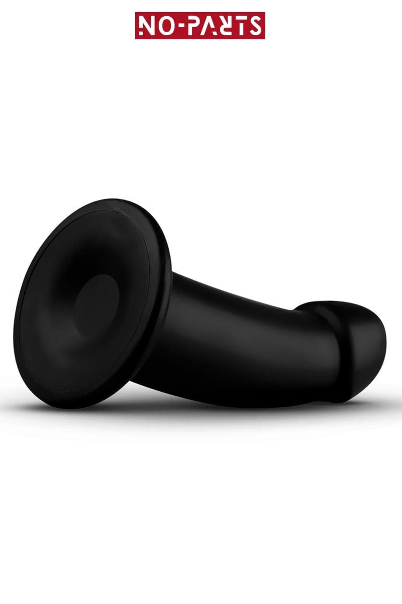 Gode incurvé avec ventouse semi-réaliste en silicone noir lisse Charlie 14,5 cm - No-Parts