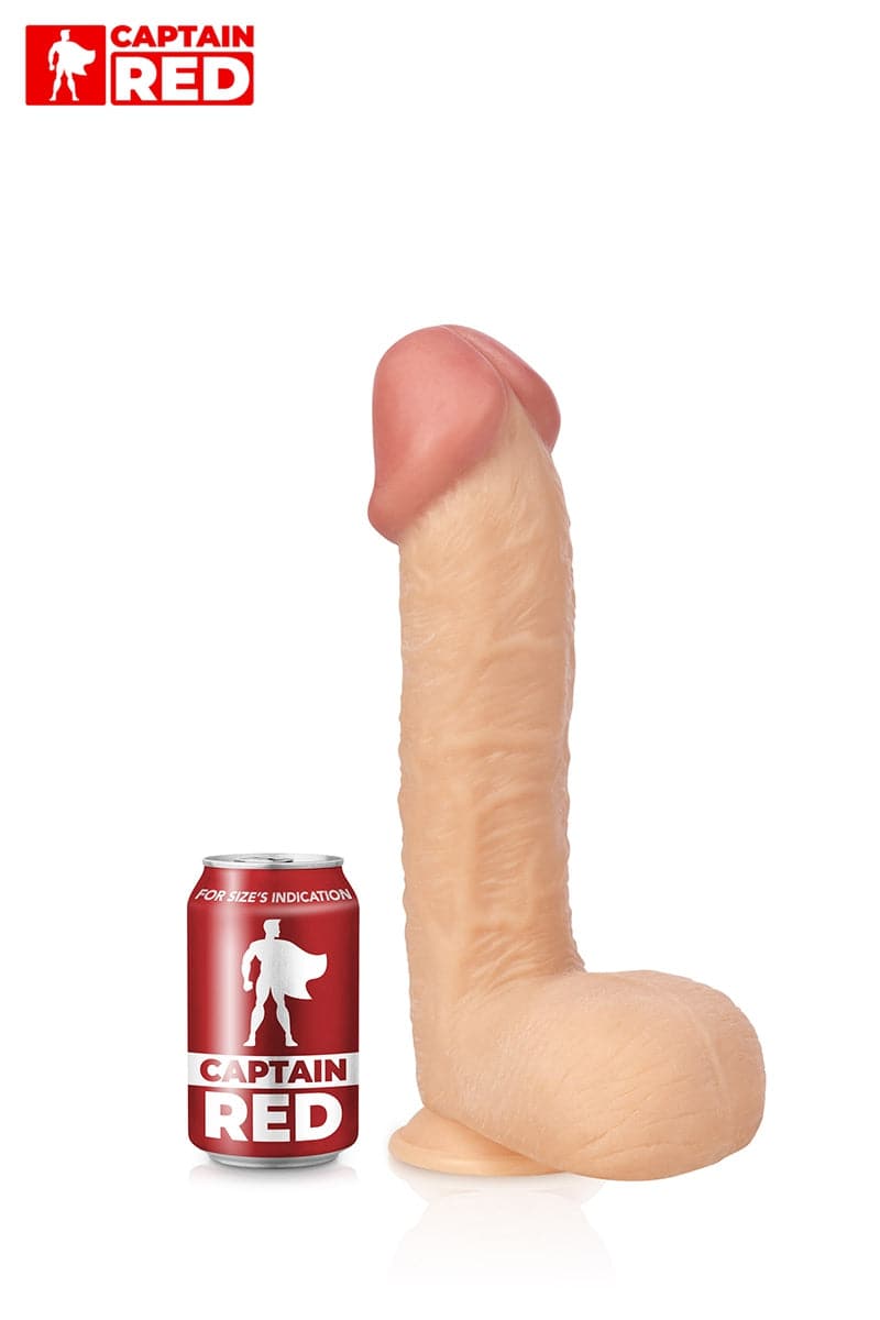 Gode long et épais avec ventouse XXL The Super 29 x 6,5cm - Captain Red