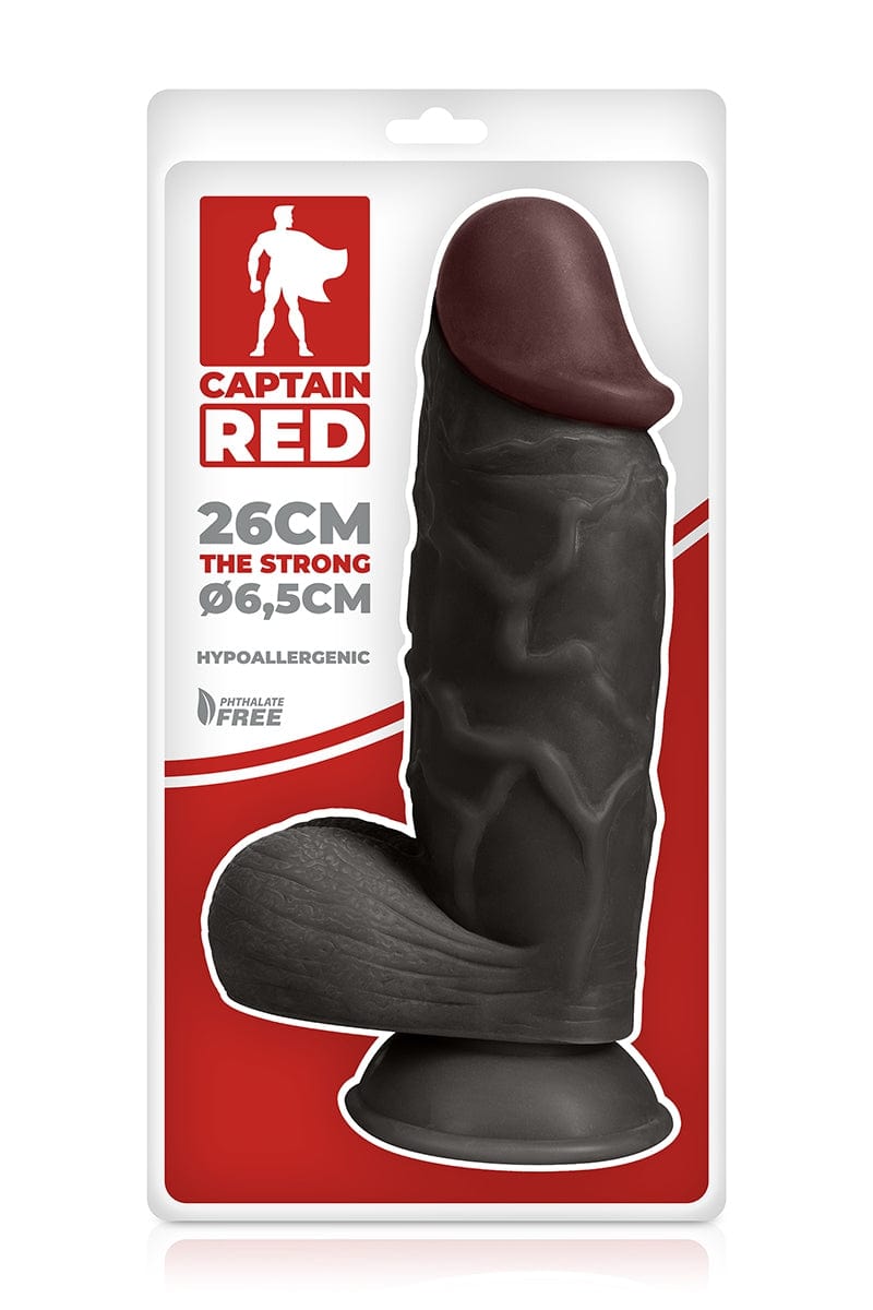 Gode noir XXL The Strong Black 26 x 6,5 cm pour expert(e)s - Captain Red