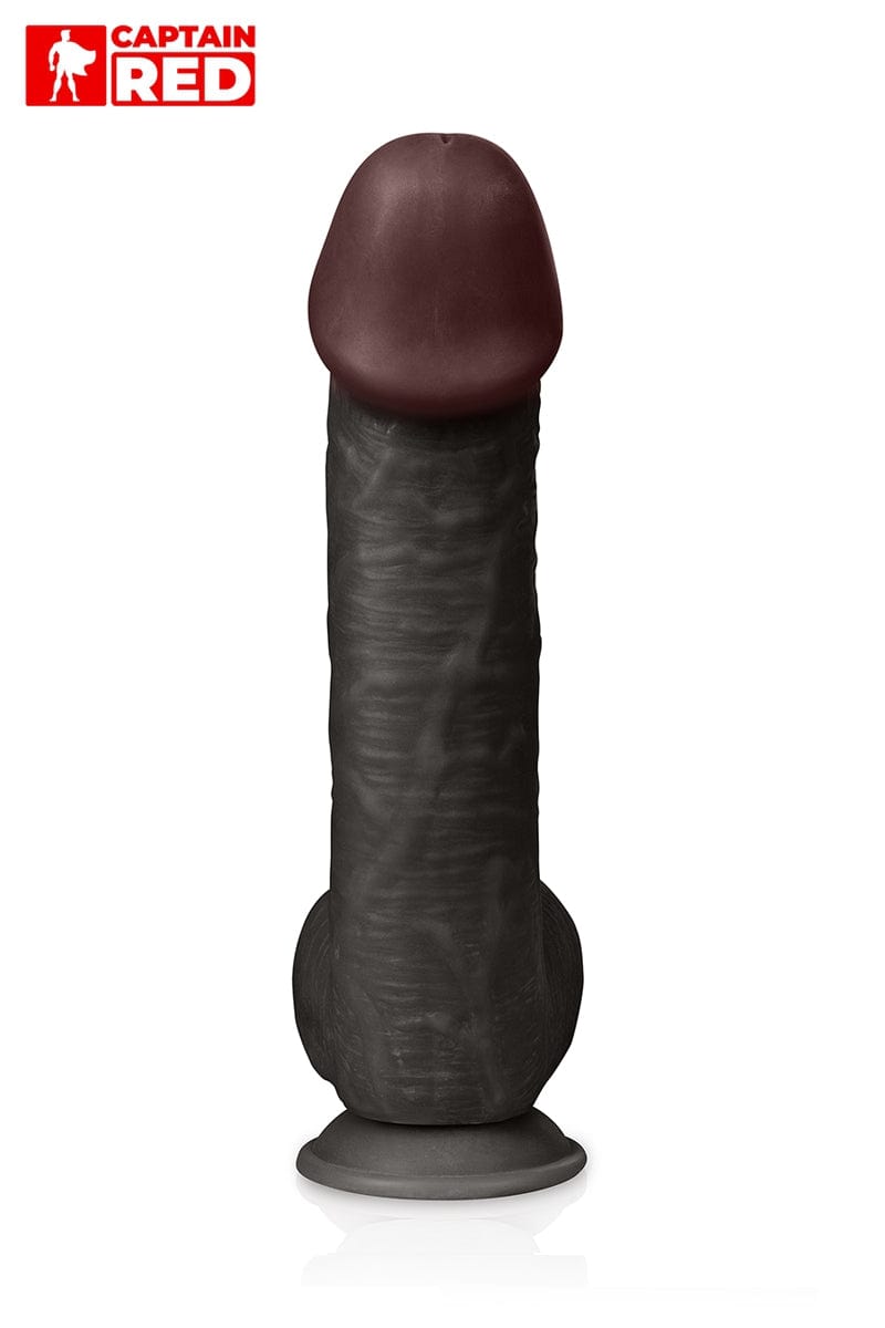 Gode pénis noir XXL avec ventouse The Super Black 29 x 6,5 cm - Captain Red