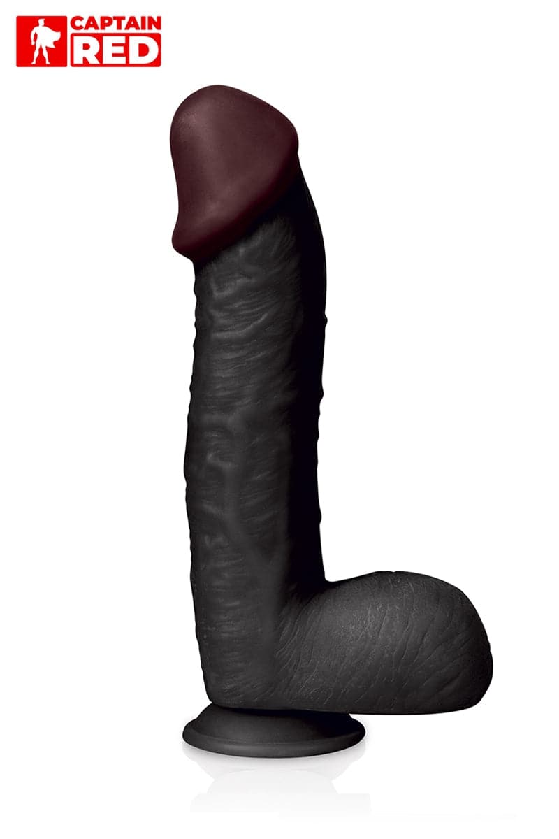 Gode pénis noir XXL avec ventouse The Super Black 29 x 6,5 cm - Captain Red