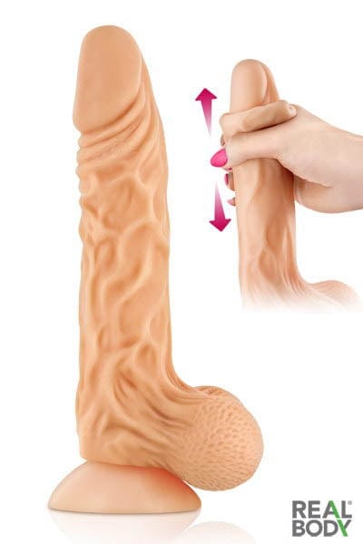 Gode ultra-réaliste va-et-vient 24cm flexible avec testicules Real Max - Real Body