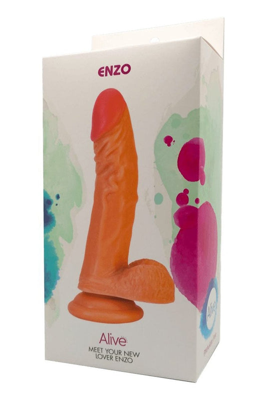Gode ventouse avec veines et testicules réalistes chair Enzo 23cm waterproof - Alive