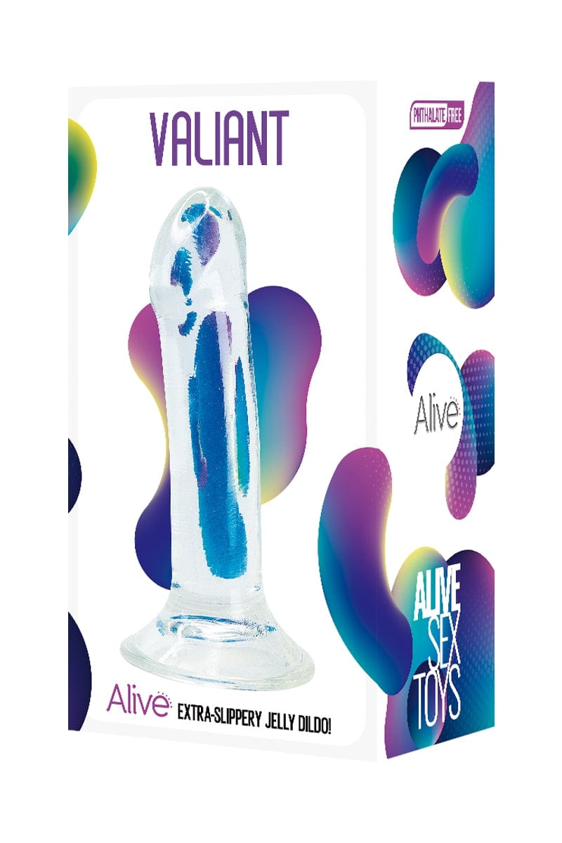 Gode ventouse en jelly translucide extra-glissante Valiant 18cm - Alive