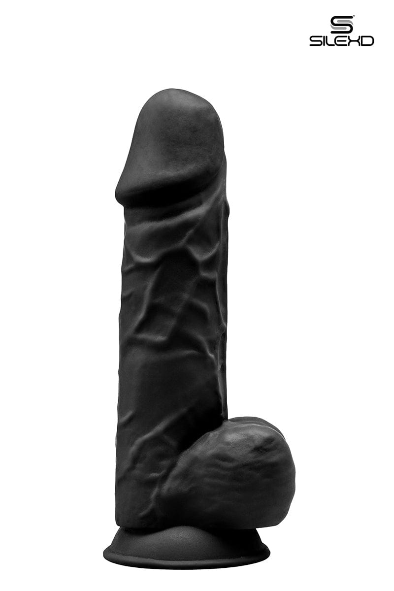 Gode ventouse hyper réaliste noir double densité 21,5 cm Modèle 4 - SilexD