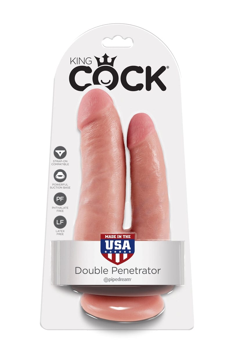 Gode ventouse ultra réaliste double pénétration 15cm + 11cm King Cock - Pipedream