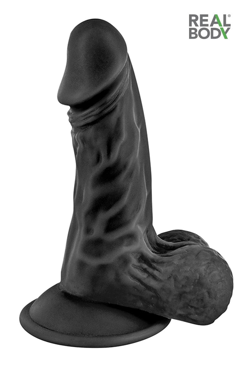 Gode ventouse veines et bourses hyper-réaliste noir Mike 13 cm - Real Body