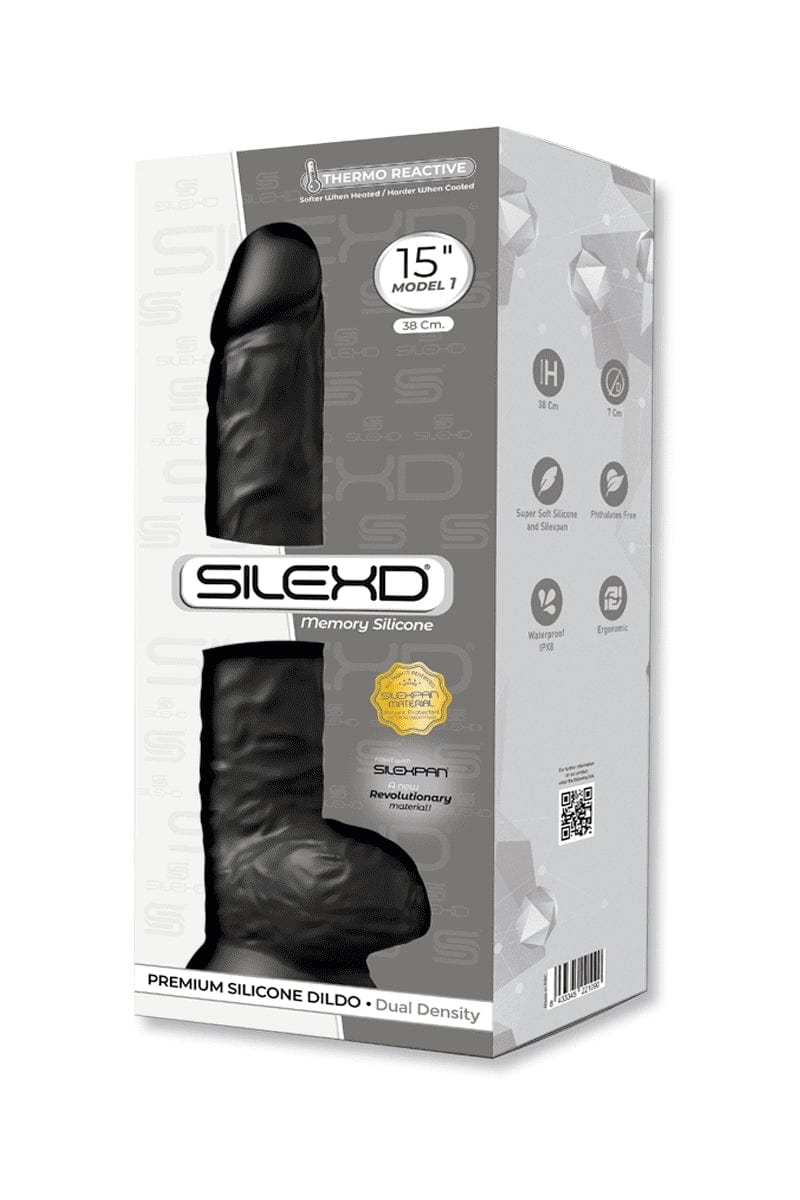 Gode XXXL double densité hyper réaliste Noir 38 x 7 cm gode géant - SilexD