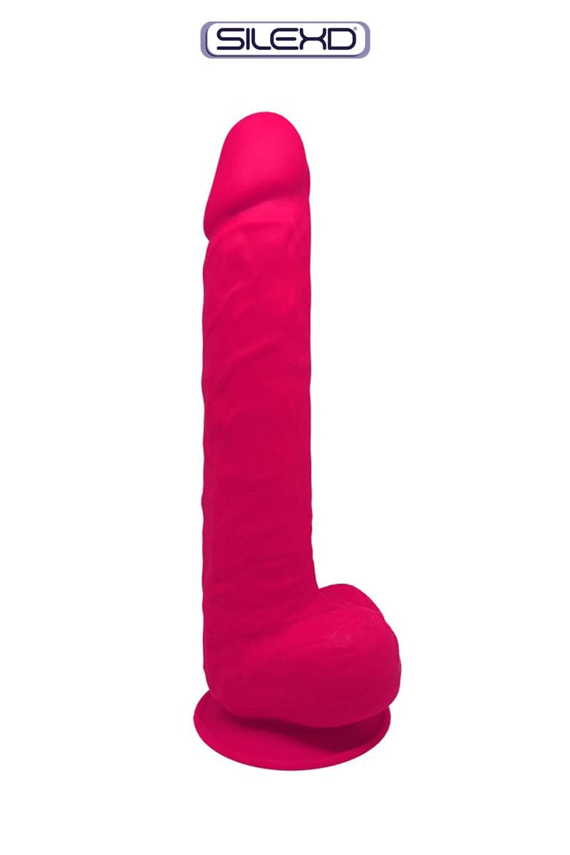 Gode XXXXL réaliste en silicone double densité rose 38 x 7 cm mémoire de forme - SilexD