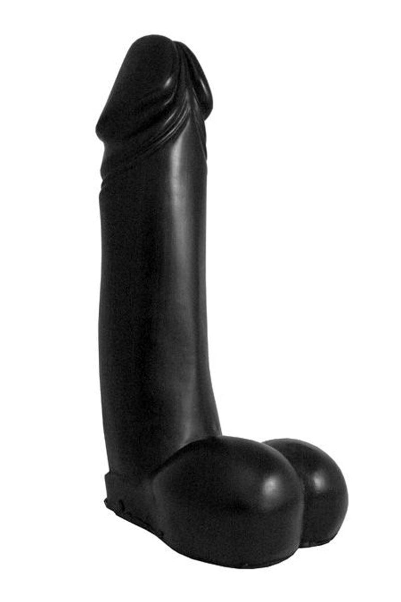 Godemiché droit XXL gros gland en vinyle noir 33x8cm - Domestic Partner
