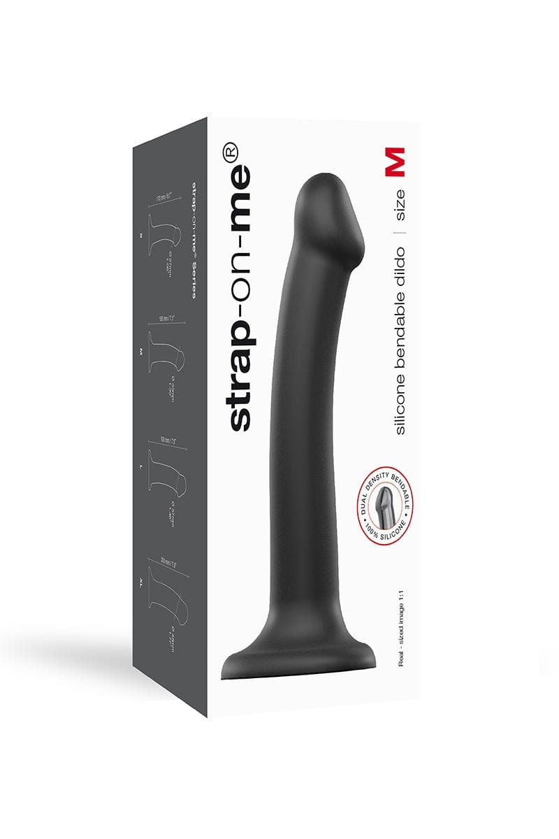 Godemiché silicone noir dual-density noir taille M 18cm - Strap-On-Me