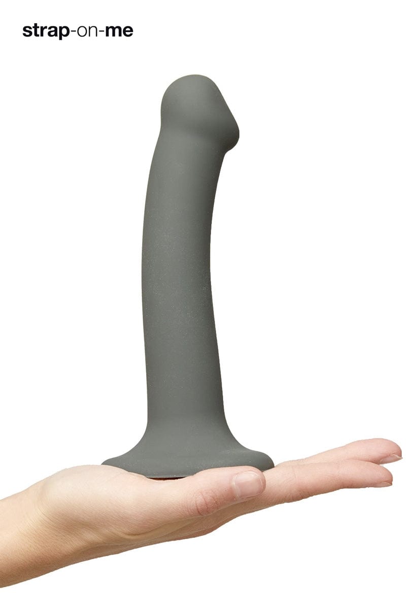 Godemichet doux avec ventouse coeur mono densité gris M 18 x 3,3cm - Strap On Me