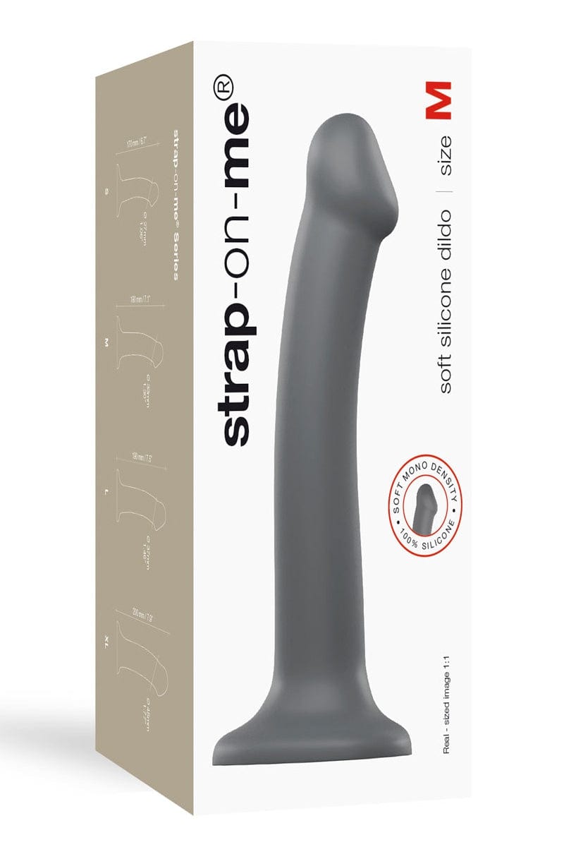 Godemichet doux avec ventouse coeur mono densité gris M 18 x 3,3cm - Strap On Me