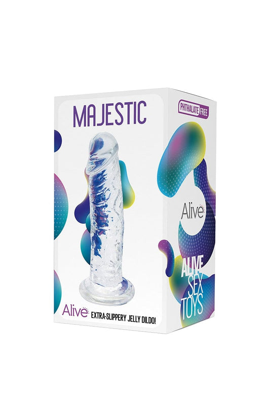 Godemichet réaliste avec ventouse en jelly souple Majestic 14,7cm - Alive