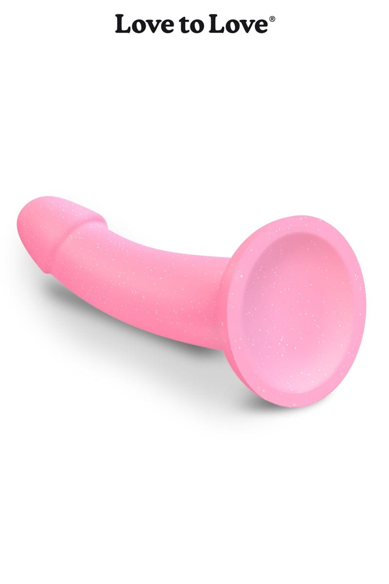 Godemichet rose courbé en silicone Dildolls Glitzy 14cm - Love to Love