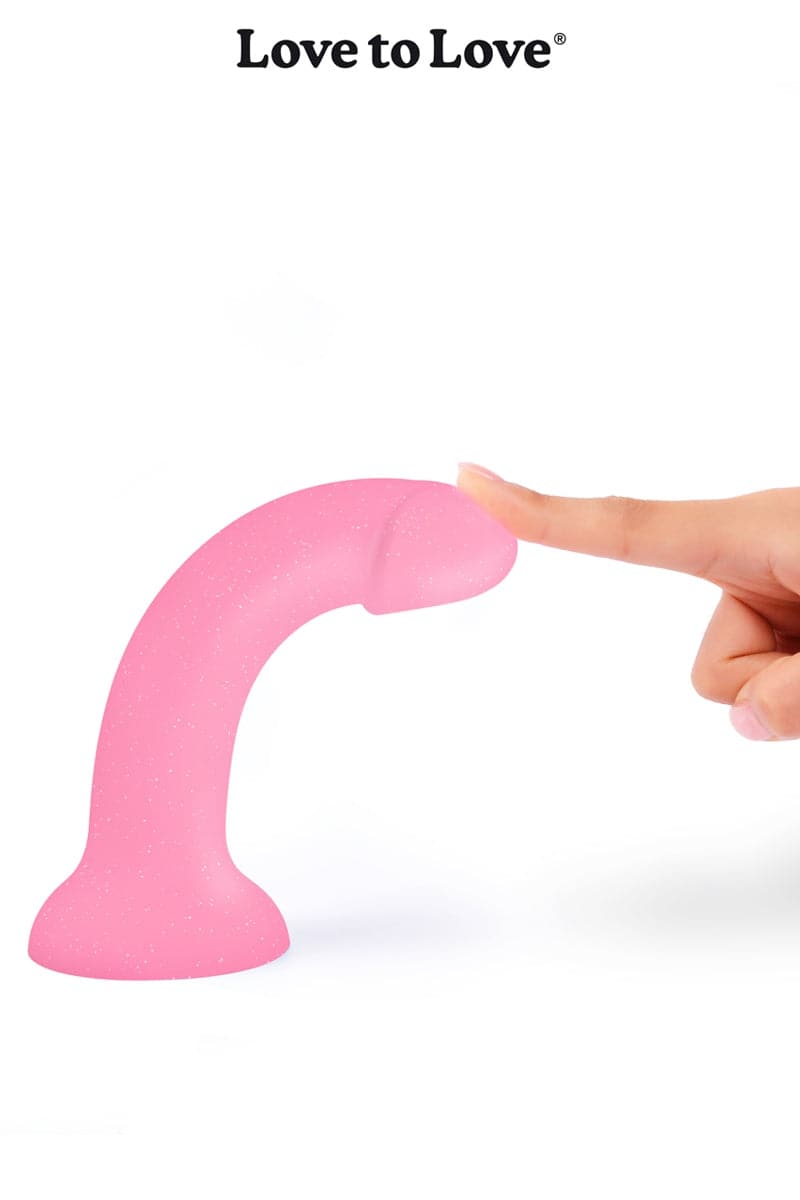 Godemichet rose courbé en silicone Dildolls Glitzy 14cm - Love to Love
