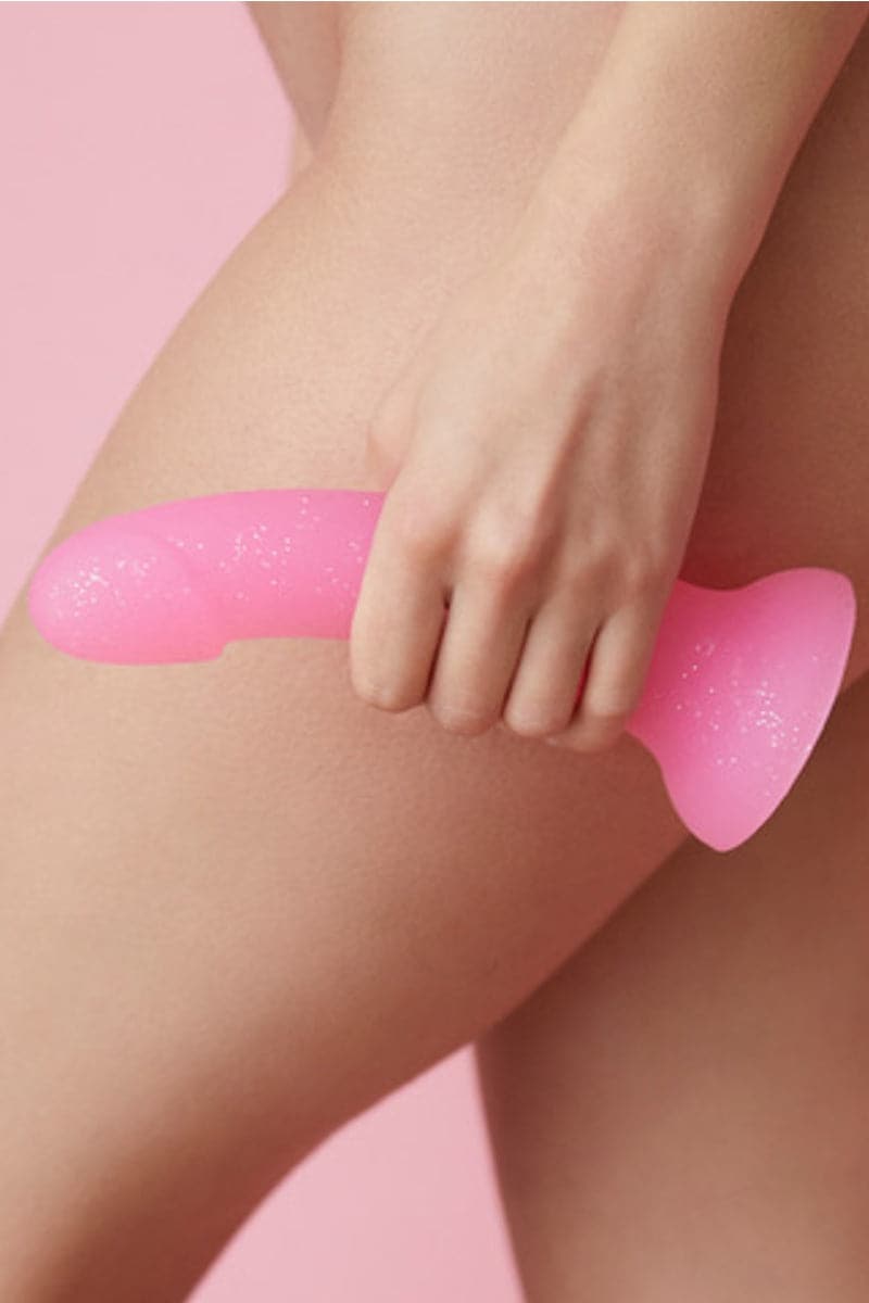 Godemichet rose courbé en silicone Dildolls Glitzy 14cm - Love to Love