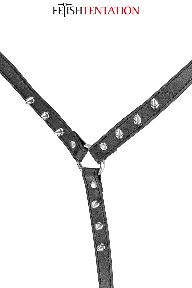 Harnais BDSM buste à pointes ajustable en simili cuir pour couple - Fetish Tentation