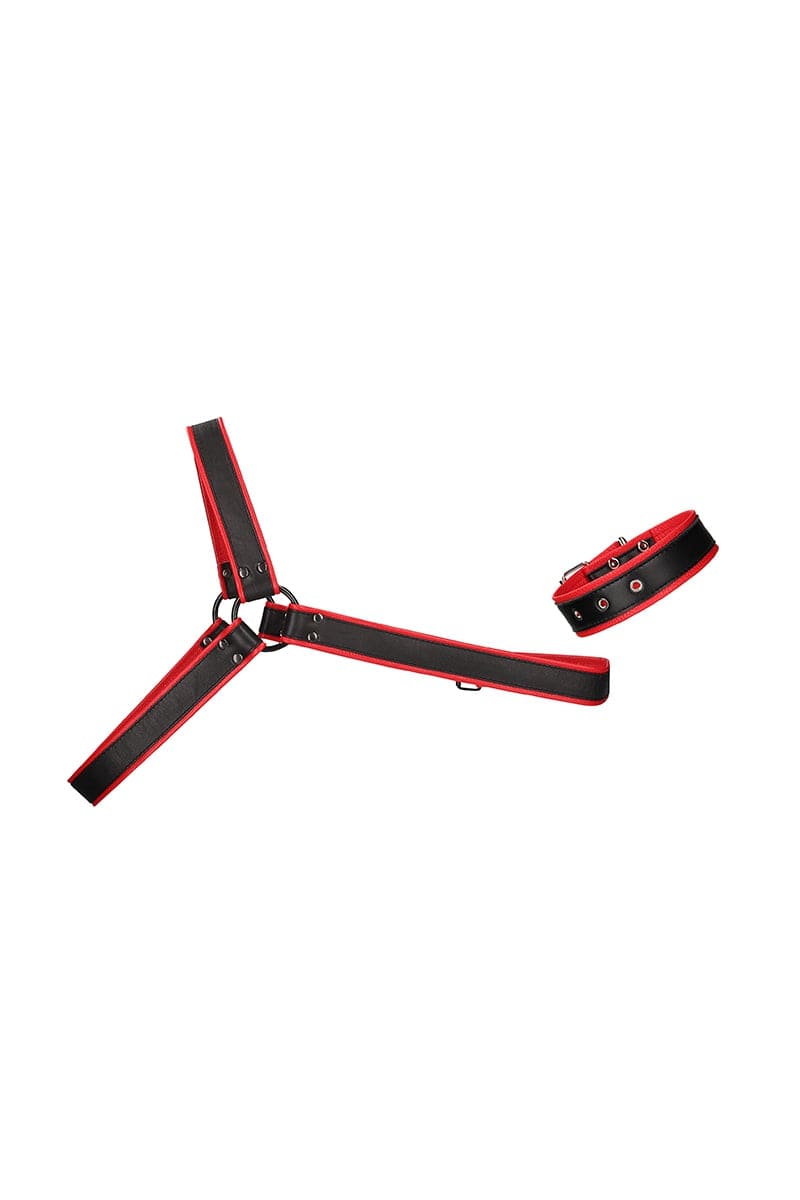 Harnais bdsm pour homme réglable Gladiator rouge et noir - Ouch!