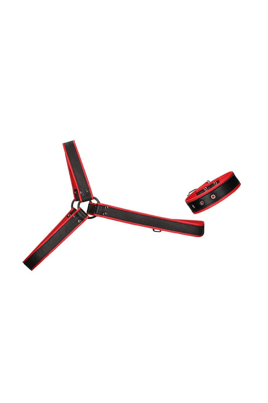 Harnais bdsm pour homme réglable Gladiator rouge et noir - Ouch!