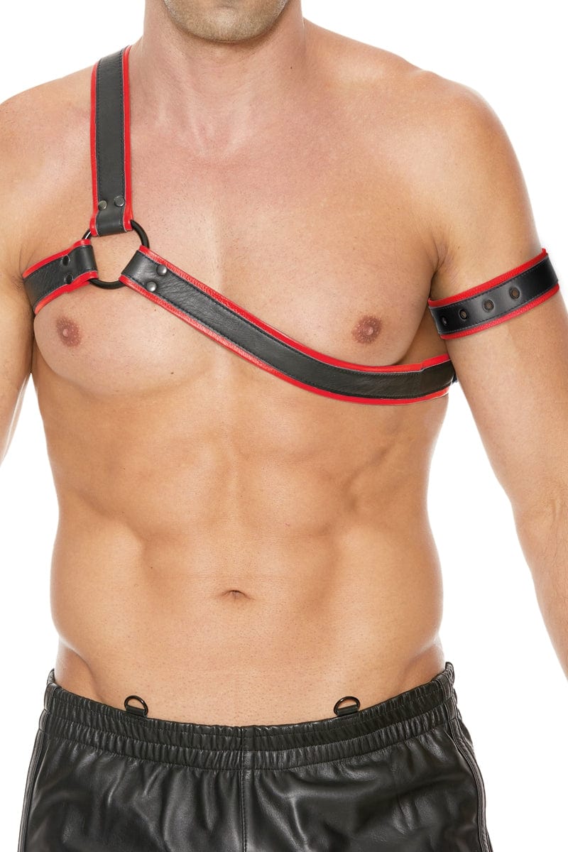 Harnais bdsm pour homme réglable Gladiator rouge et noir - Ouch!