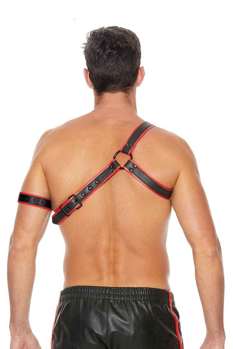 Harnais bdsm pour homme réglable Gladiator rouge et noir - Ouch!