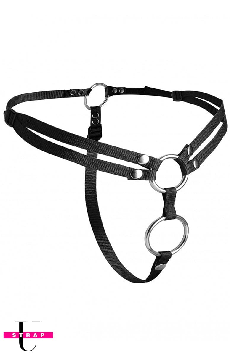 Harnais gode ceinture 2 anneaux pour la double pénétration - Unity