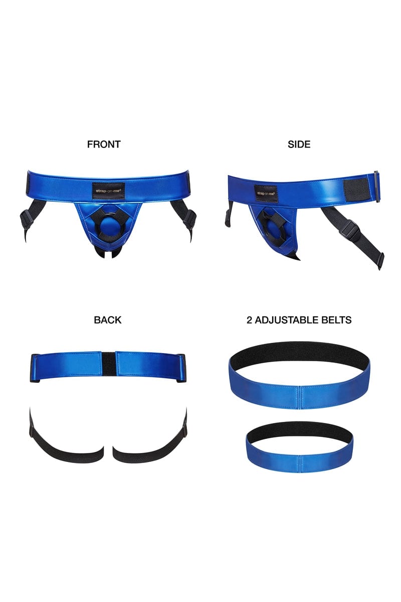 Harnais gode ceinture Curious bleu métallique - Strap On Me