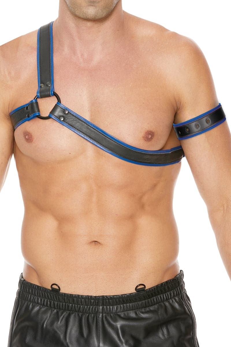 Harnais pour homme accessoire bdsm réglable Gladiator bleu et noir - Ouch!