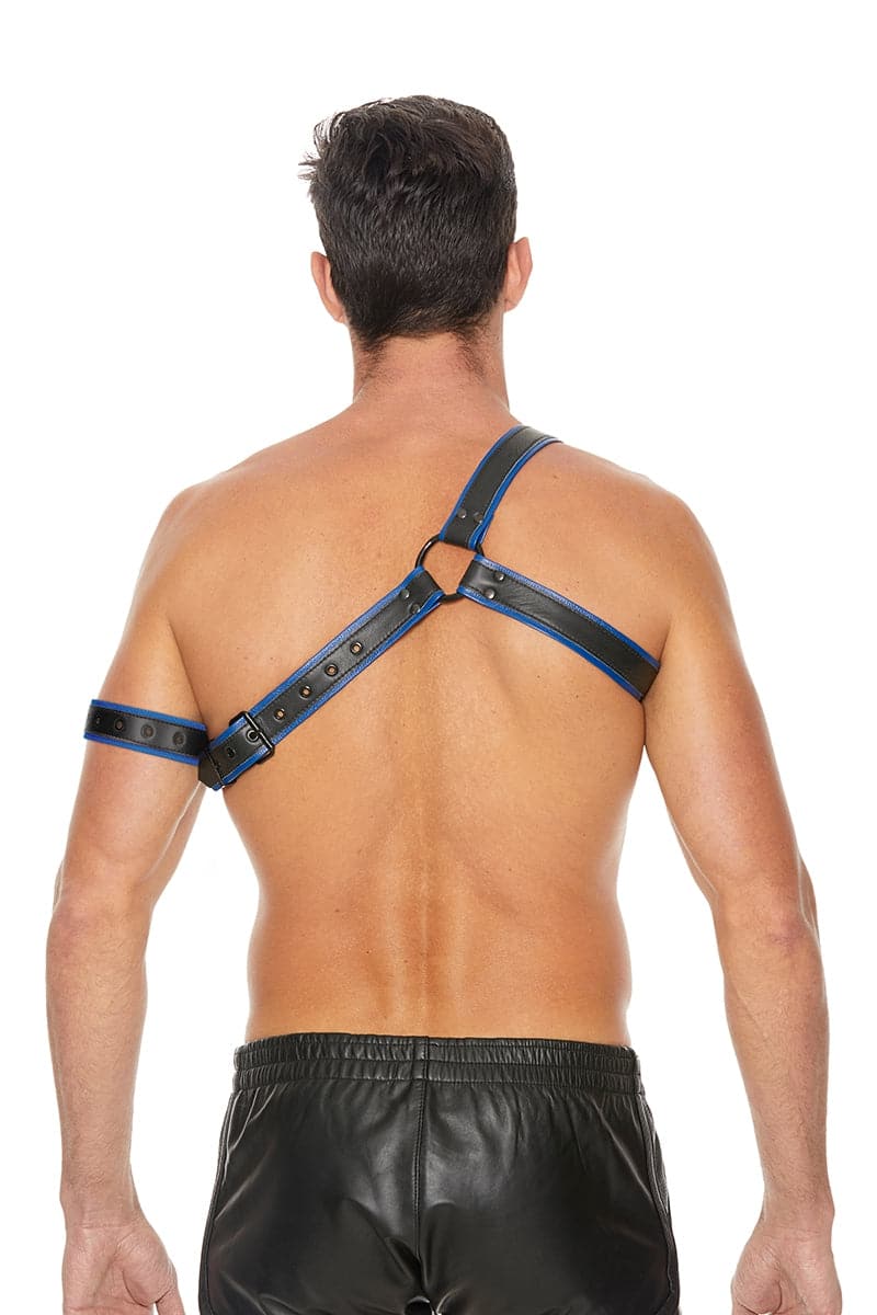Harnais pour homme accessoire bdsm réglable Gladiator bleu et noir - Ouch!