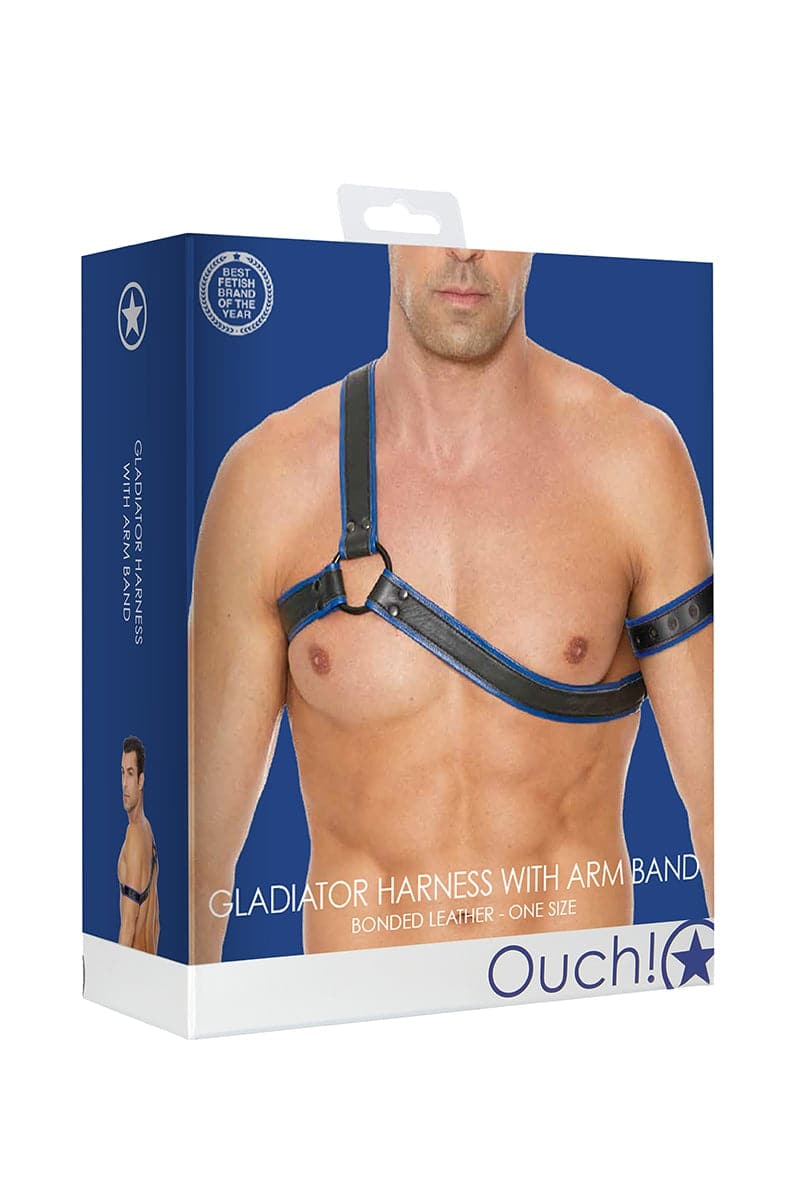 Harnais pour homme accessoire bdsm réglable Gladiator bleu et noir - Ouch!