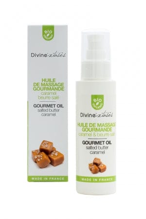 Huile de massage gourmande massage intime BIO caramel - Divinextases