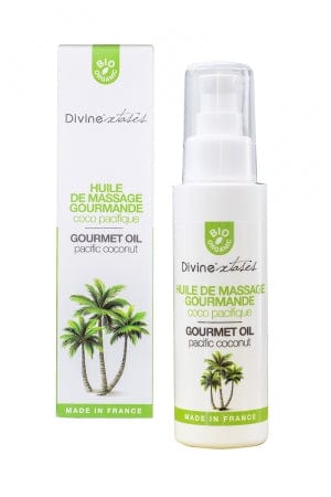 Huile de massage sensuelle pour couple BIO coco pacifique - Divinextases