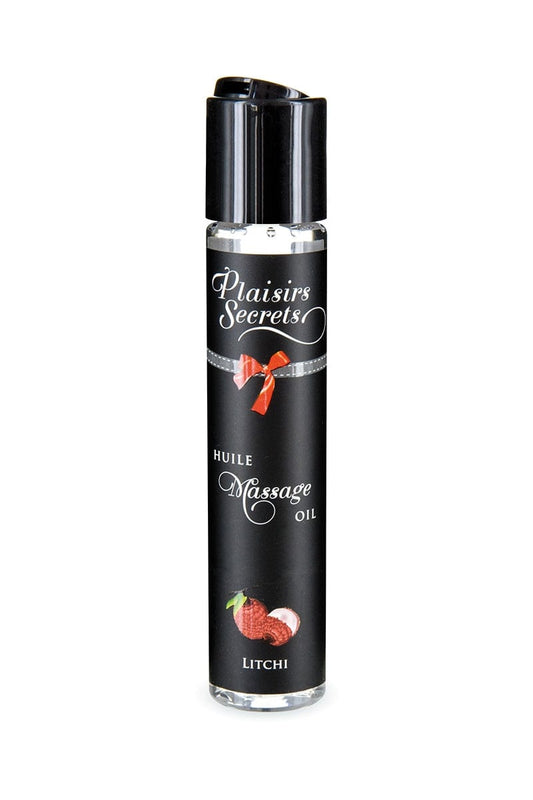 Huile massante gourmande effet relaxant goût litchi - Plaisirs Secrets
