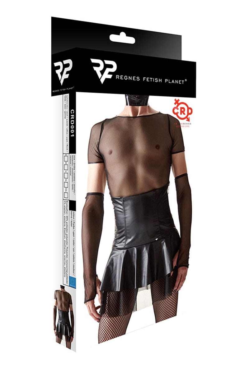 Jupe noire taille haute sexy pour hommes en wetlook - Regnes