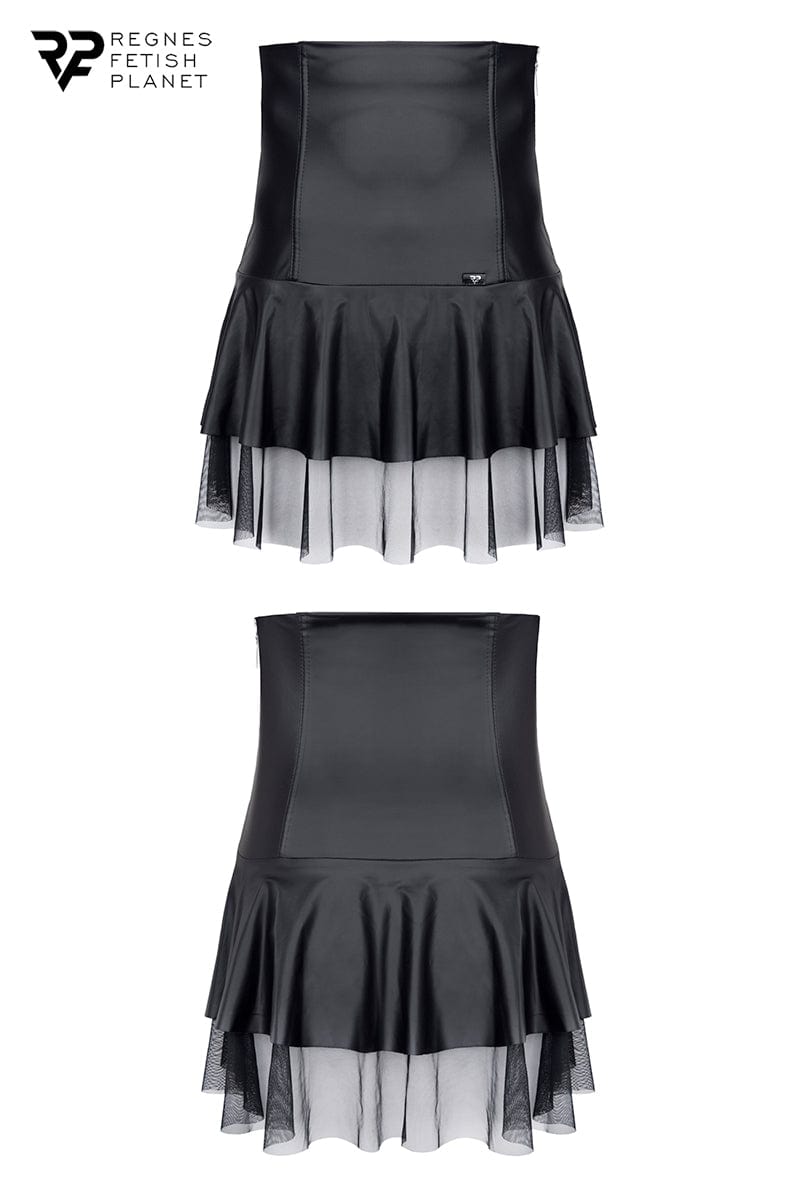Jupe noire taille haute sexy pour hommes en wetlook - Regnes