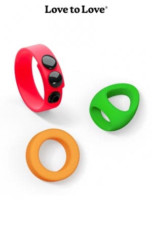 Kit 3 cockrings flexibles en silicone fluorescent Neon Ring - Love to Love